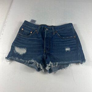 Levi's Jean Shorts Women 29* 501 Dark Blue Cut Off Distressed Denim Jorts Tag 26